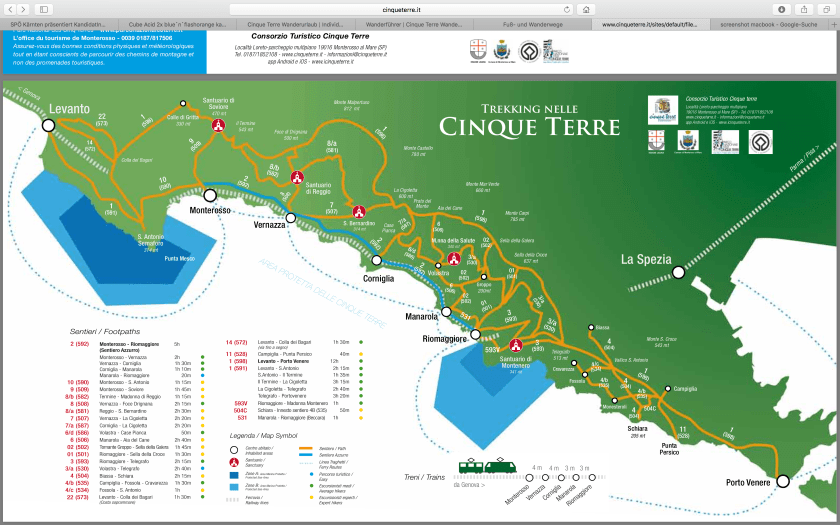 Karte Cinque Terre