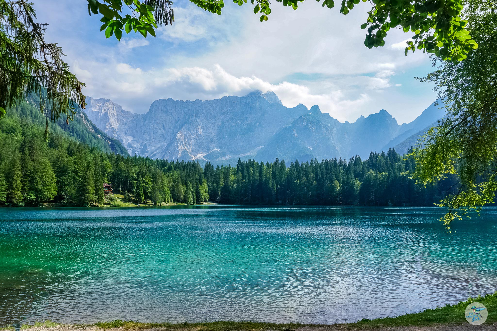 Laghi di Fusine vor dem mächtigen Mangart